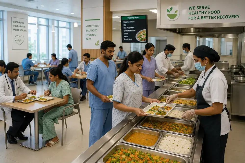 Hospital cafeteria serving healthy meals