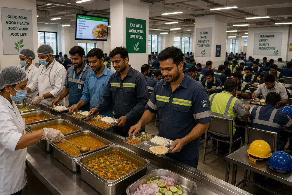 Industrial canteen at lunchtime